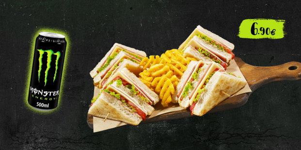 Club Sandwich & 1 Monster Energy 500ml. με 6.90€