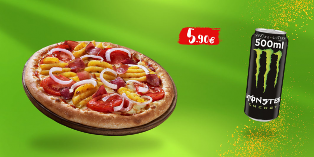 Πίτσα Piccola 6τμχ. & 1 Monster Energy 500ml. με 5.90€.
