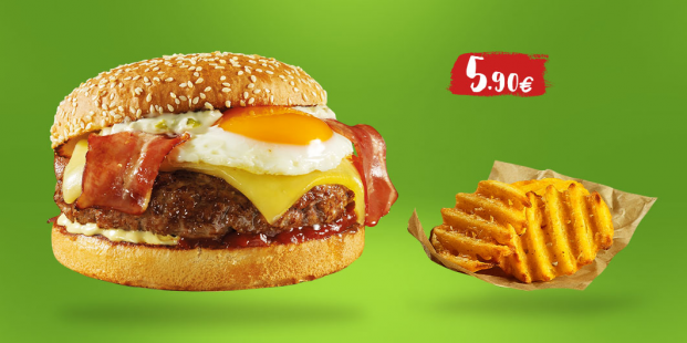 Burger με Πατάτες Crosscut μόνο με 5.90€!