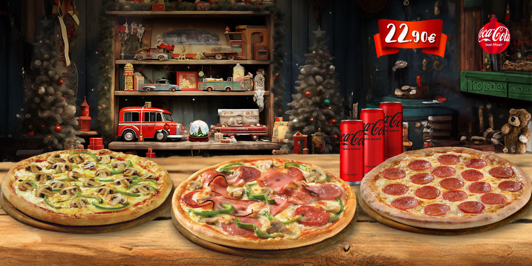 Απόλαυσε 3 Πίτσες 8τμχ. Με Ζύμη Al Forno & 3 Coca-Cola 330ml. με 22.90€!